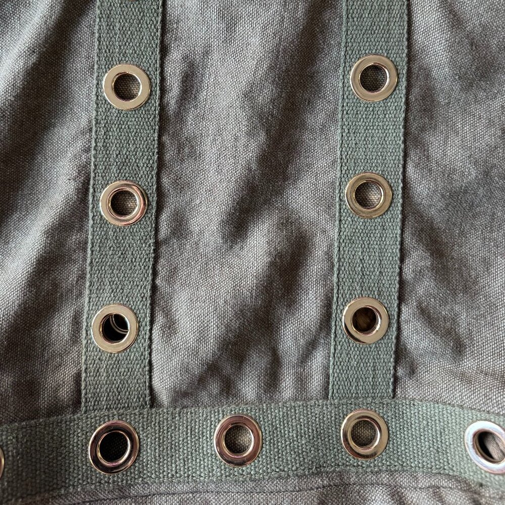 Vanessa Bruno Linen L Cabas Tote – Olive / Khaki – Muted Gold Eyelets – Size L - Picture 3 of 14